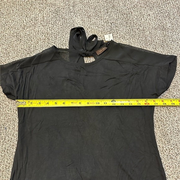 THE LIMITED M Black Jersey Top Chiffon Sheer Shoulder Neck Tie R $35 - Picture 8 of 11